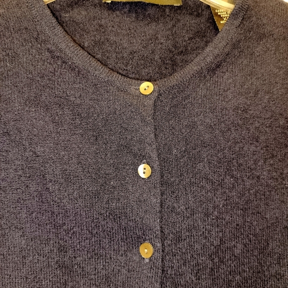 Lord & Taylor 100% Cashmere Cardigan Sweater in Black, Size XS - Picture 3 of 12